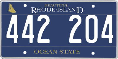 RI license plate 442204