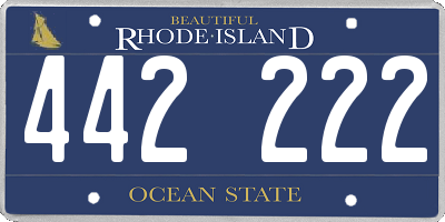 RI license plate 442222