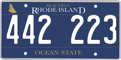 RI license plate 442223