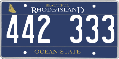 RI license plate 442333