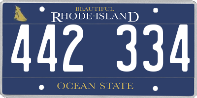 RI license plate 442334