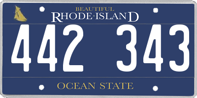 RI license plate 442343