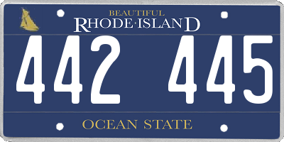 RI license plate 442445