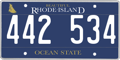 RI license plate 442534