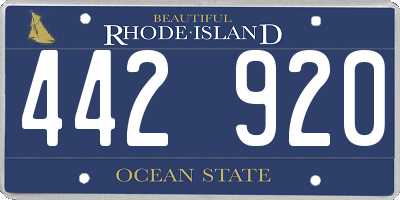 RI license plate 442920