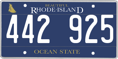 RI license plate 442925