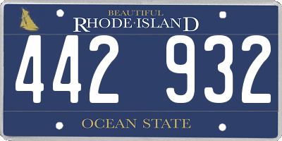 RI license plate 442932