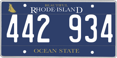 RI license plate 442934
