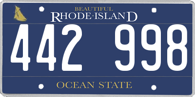 RI license plate 442998