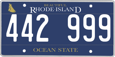 RI license plate 442999