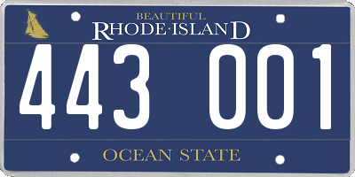 RI license plate 443001