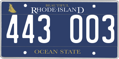 RI license plate 443003