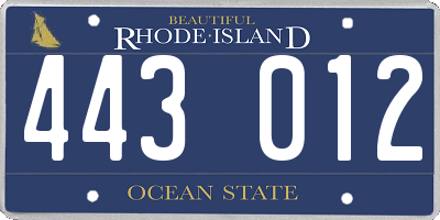 RI license plate 443012