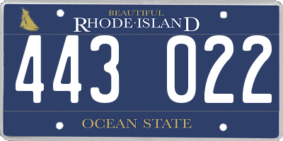 RI license plate 443022