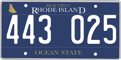 RI license plate 443025