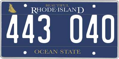 RI license plate 443040