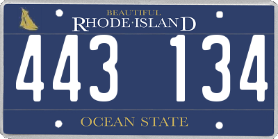 RI license plate 443134