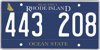 RI license plate 443208
