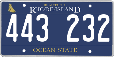 RI license plate 443232