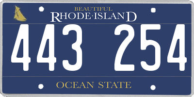 RI license plate 443254