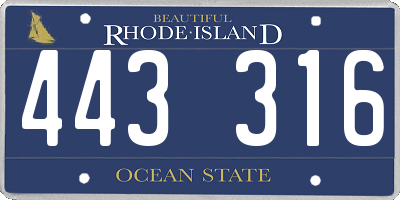 RI license plate 443316