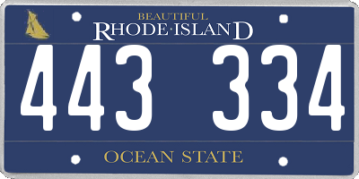 RI license plate 443334