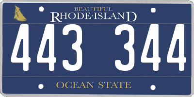 RI license plate 443344