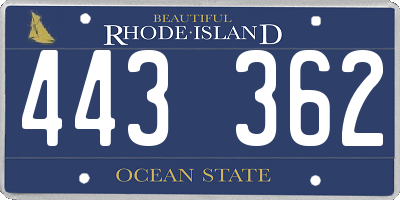 RI license plate 443362