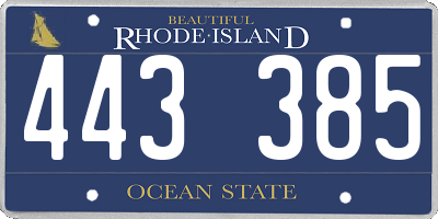 RI license plate 443385