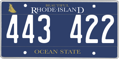 RI license plate 443422