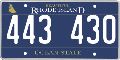 RI license plate 443430