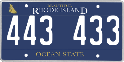 RI license plate 443433