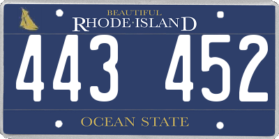 RI license plate 443452