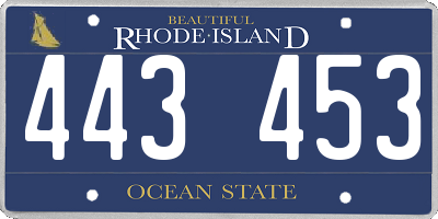 RI license plate 443453