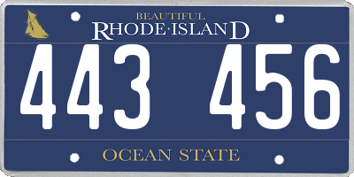 RI license plate 443456