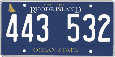RI license plate 443532