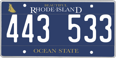 RI license plate 443533