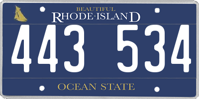 RI license plate 443534