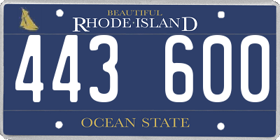 RI license plate 443600