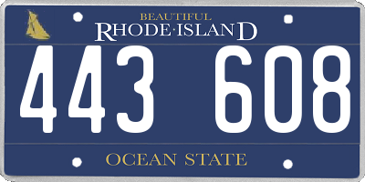 RI license plate 443608