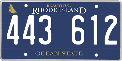 RI license plate 443612