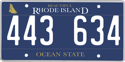 RI license plate 443634