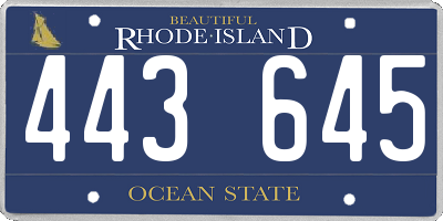RI license plate 443645