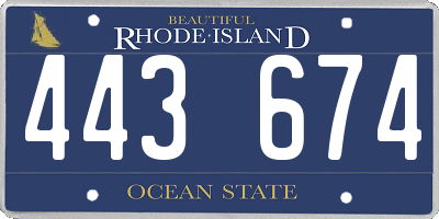 RI license plate 443674