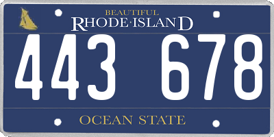 RI license plate 443678