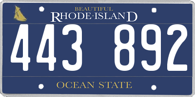 RI license plate 443892