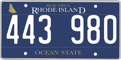 RI license plate 443980