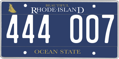 RI license plate 444007