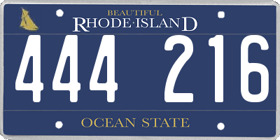RI license plate 444216