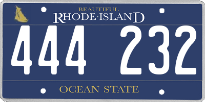 RI license plate 444232